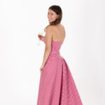 Red Gingham Strapless Midi Dress - Image 3